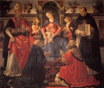 Domenico Ghirlandaio : Madonna and Child Enthroned between Angels and Saints